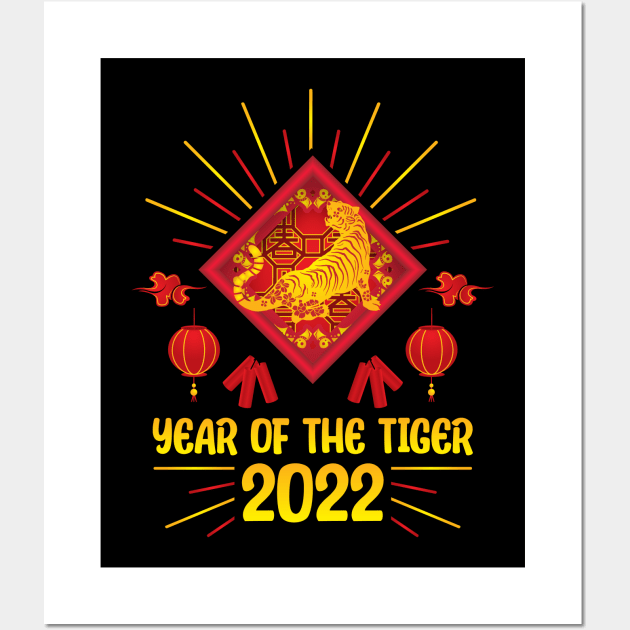 Good Luck Zodiac Happy Chinese New Year of the Tiger 2022 Wall Art by jodotodesign